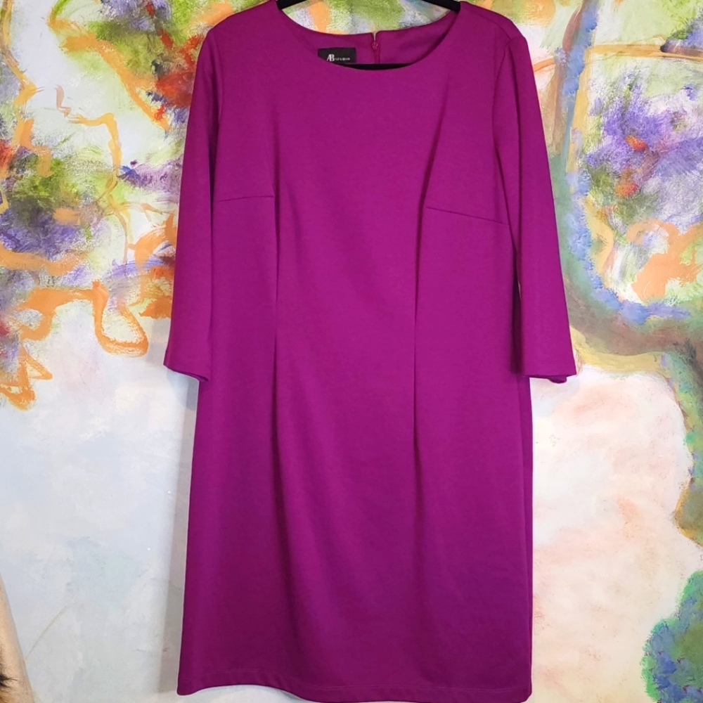 AB Studio pre-loved Magenta with back Zip, Darts, Midi Dress